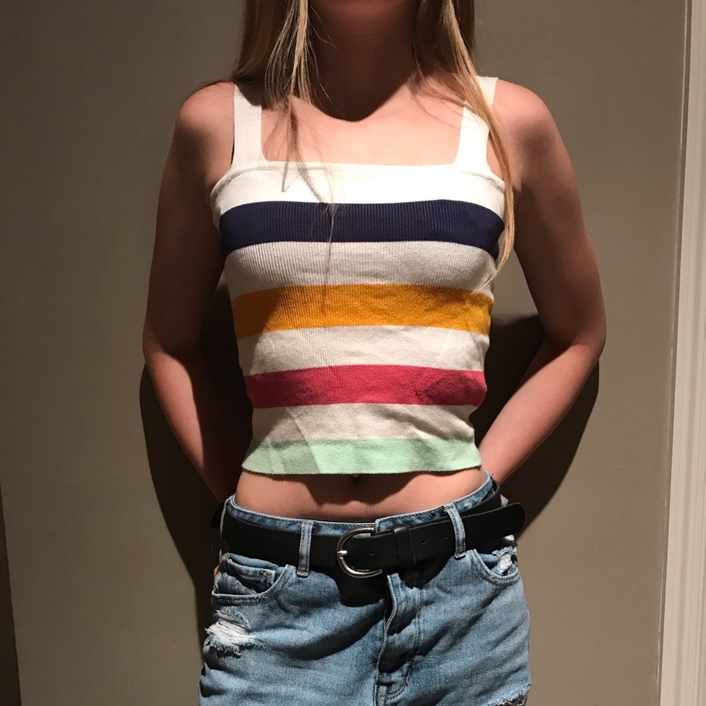 Rainbow striped cropped tank top Forever 21